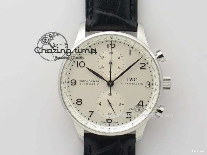 MIROTIME 1223 Effortless Portuguese IW544404 SS White Dial On Black Leather Strap A 7257